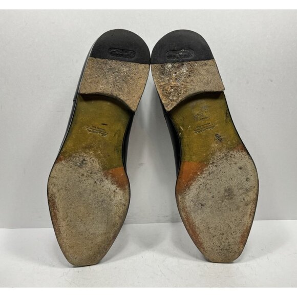 Santoni Derby Shoes Men Sz 11 US Black Leather Cap Toe Brogue Dress Oxford Italy - Picture 6 of 8